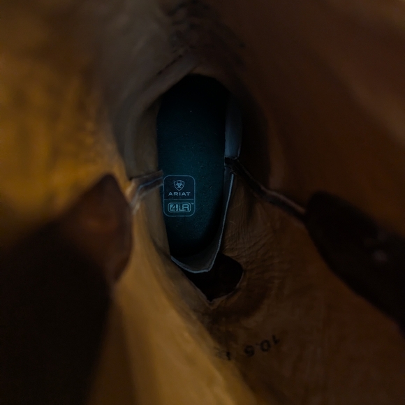 Ariat Circuit R Toe Full Quill Ostrich Brown Boots sz 10.5 EE - Picture 10 of 11